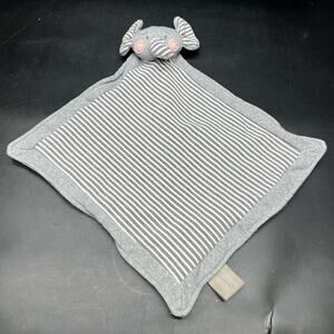 Demdaco Gray White Striped Elephant Security Blanket Lovey Lovie